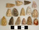 Chipped stone, projectile points, triangular and lanceolate