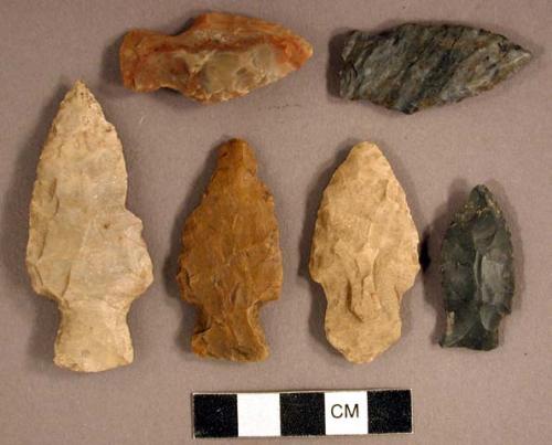 Chipped stone, projectile points, side-notched