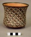 Polychrome cup bowl painted with a geometric design representing multiple Vincejo (swifts) birds