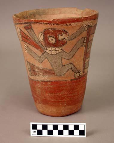 Pottery vessel with painted monkey design