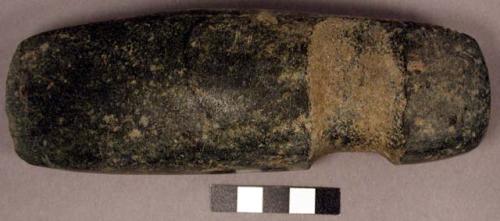 Stone axe, three quarter groove, squared butt & blade, rounded bit, highly polis