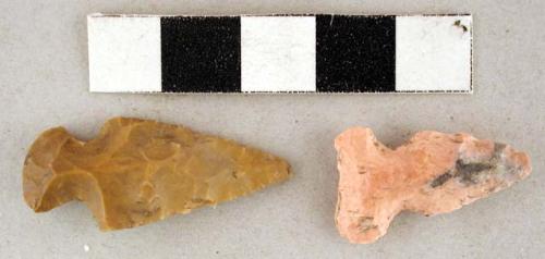 Chipped stone projectile points, side-notched