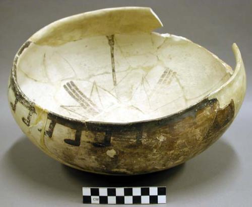 Complete jeddito black-on-yellow pottery bowl