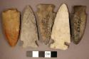 Chipped stone, projectile points, stemmed, side-notched, and corner-notched