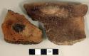 Ceramic, earthenware rim and body sherds, incised and cord-impressed, with lug