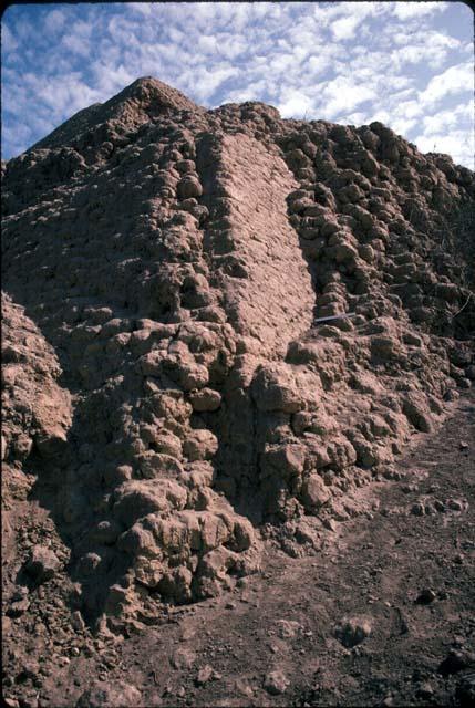 Northeast corner of Huaca Rosario (Site 44) with layers exposed