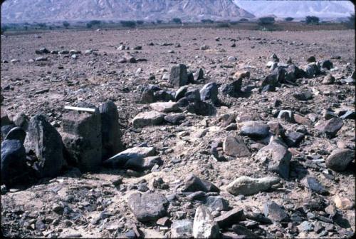 Row of upright slabs near platform at Site 76