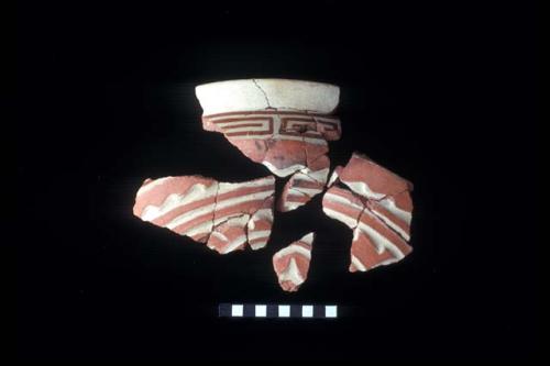 Red and white short everted neck jar rim from Site 31