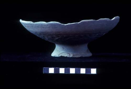 Pedestaled base bowl with low relief design from Site 94