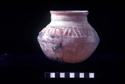 Bulging everted neck jar with press molded diagonal lines from Site 94