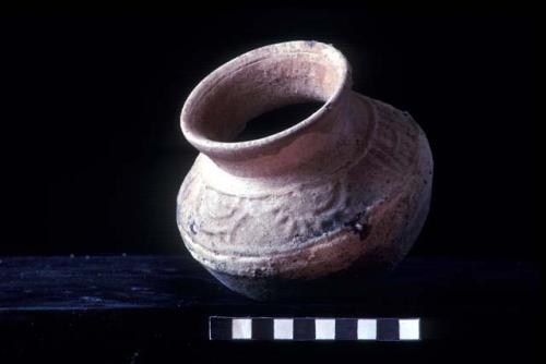 Everted neck jar with press molded lines and half circles from Site 94