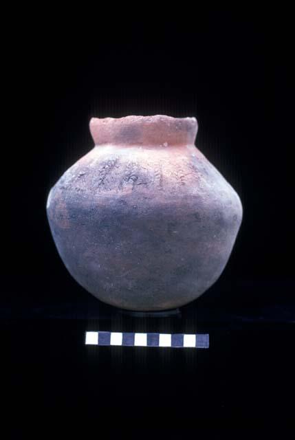 Mold pressed decorated redware jar