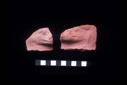 Ceramic sherds with press molded animal heads from Site 133