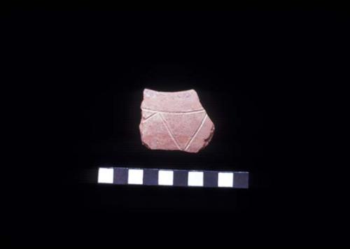 Incised polished neckless olla sherd from Site 111