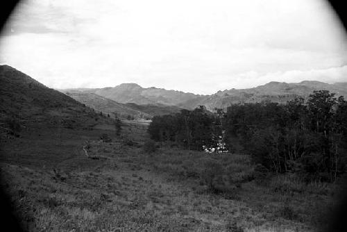 View of the Baliem countryside, hills in the distance