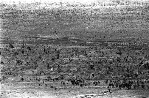 Lines of people in the valley, taken from high on the Tukumba