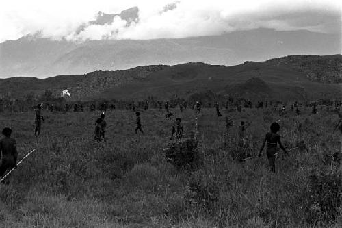 Action between opposings sides during a battle on the Tokolik; at the battle front