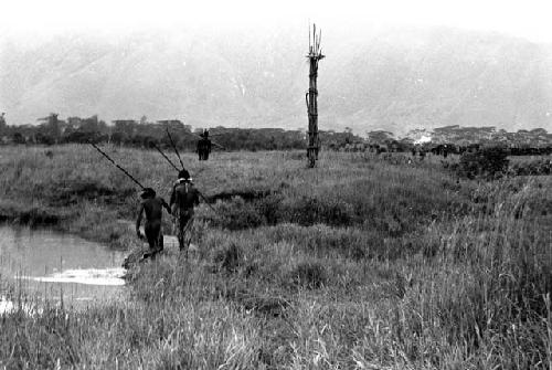 Warriors approaching a kaio on their way home