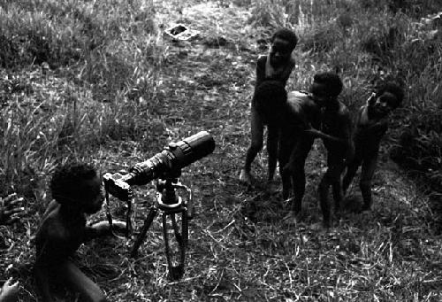 Children looking through the Nikon with a 500mm lense