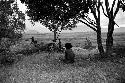 Boys playing under a munika tree on the Anelerak; Siobara visible in background