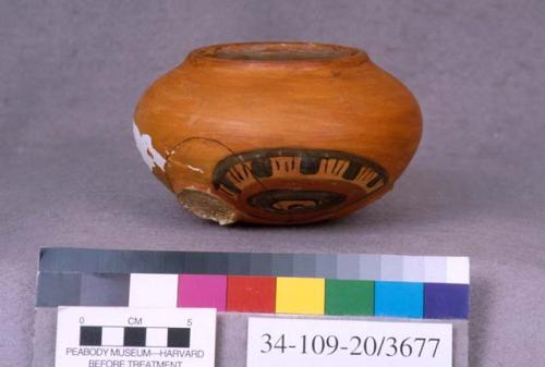 Model of tripod polychrome bowl