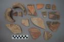 Ceramic body or rim sherds, most have painted designs