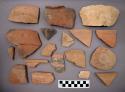 Ceramic sherds, some with painted designs, one sherd mended