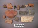 Ceramic sherds, some sherds have painted design, some sherds are burnished, one sherd is mended