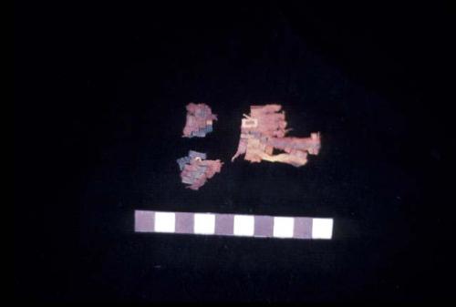 Textile fragment with white rectangle and platforms from Site 120
