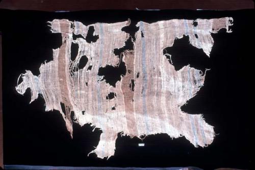 Textile fragment with brown and blue stripes from Site 120