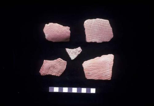 Paddle stamped ceramic sherds from Sites 128, 150 and 141