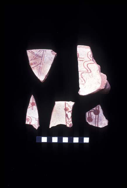 Ceramic sherds with red on white slip from Sites 110, 120 and 14