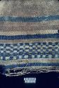 Textile with blue and brown checkered stripes from Site 128
