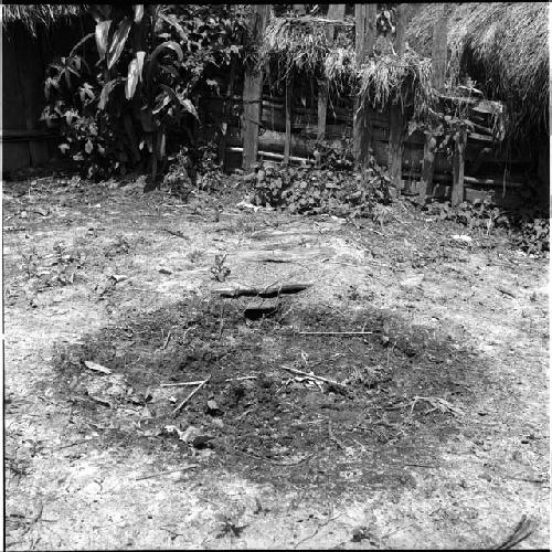 Old steam pit in yard of Wupakaima 1; silted in