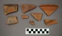 Ceramic rim or body sherds, some sherds have painted designs on exterior, one sherd has incised designs on exterior