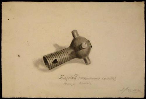 Drawing of bronze handle