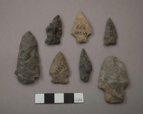 Stone projectile points, stemmed