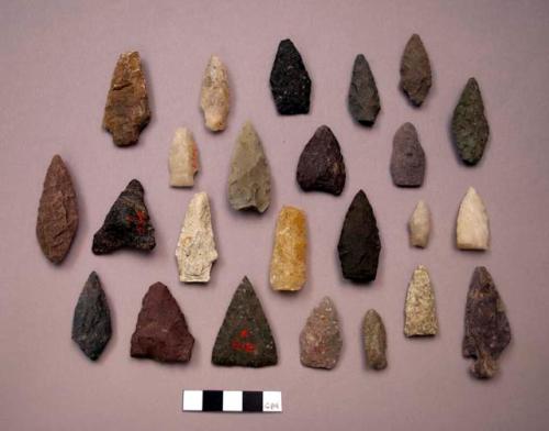 Stone, projectile point, stemmed, corner-notched, and triangular