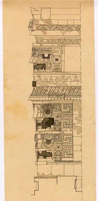 Drawing of Las Monjas at Chichen Itza