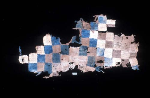 Textile fragment with checker board design from Site 19