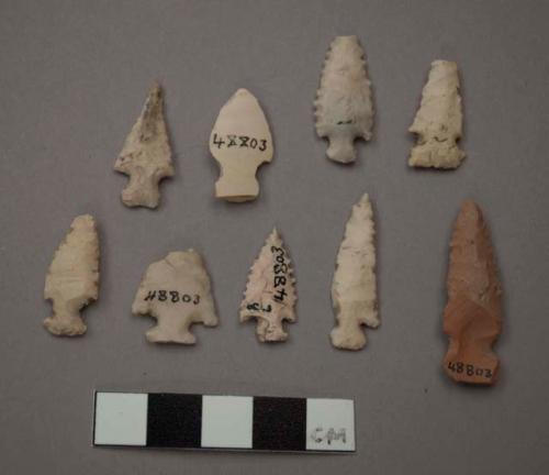 Stone projectile points, corner-notched