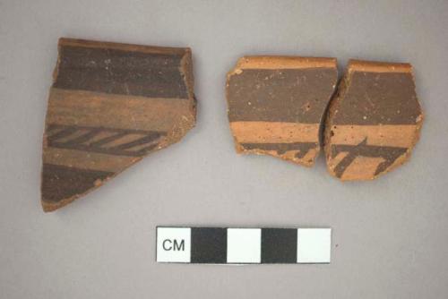 Ceramic vessel, painted rimsherds