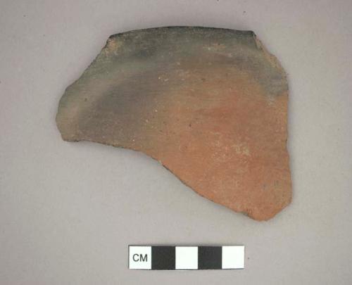 Ceramic vessel, burnished rimsherd