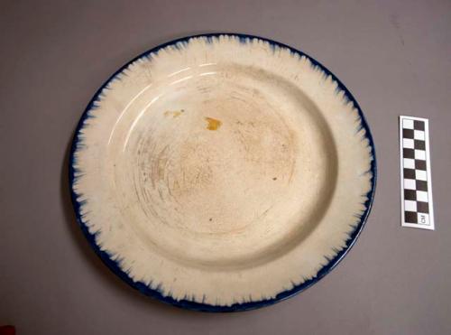 19th century "Feather Edge" plate--glazed, off-white with "feather edging" of co