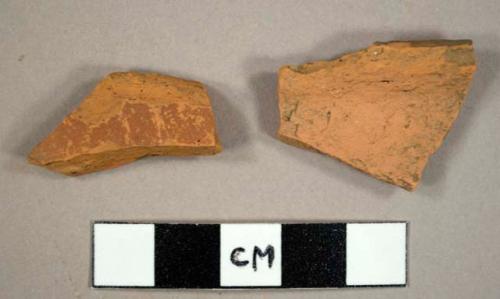 Lead-glazed redware rim sherds to possible pans