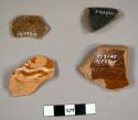 Earthen ware sherds, 1 side lead glazed