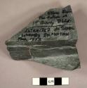 Piece of stone from foundation of first Peabody Museum building.