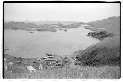 View of village and countryside