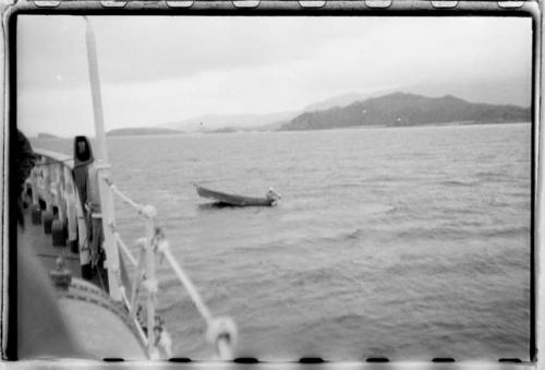 View of dinghy from ship