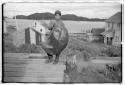 Boy holding skin float